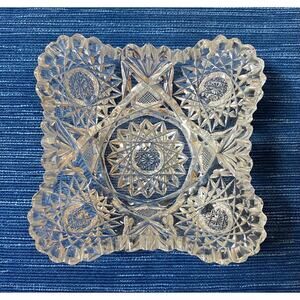 American Brilliant Cut Crystal Shallow Dish Hobstar Sawtooth ABP 4 1/2" 42B